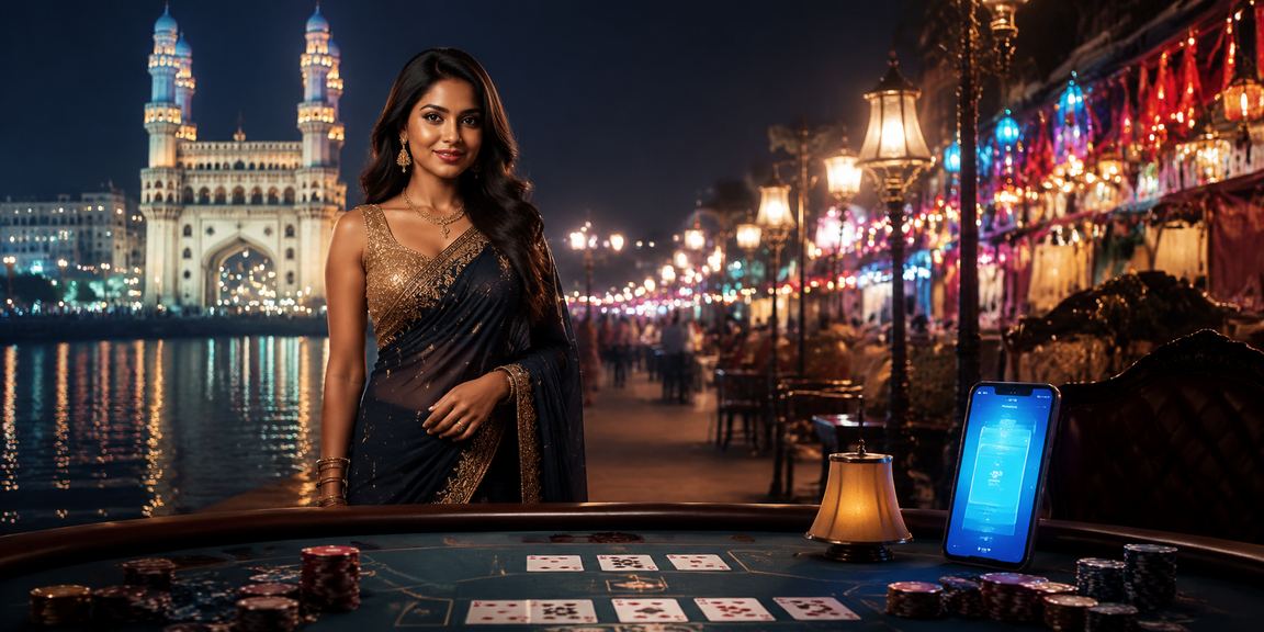 Night market in Hyderabad with casino game players